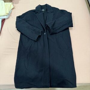 ALO Yoga Black Long Notch Collar Coat